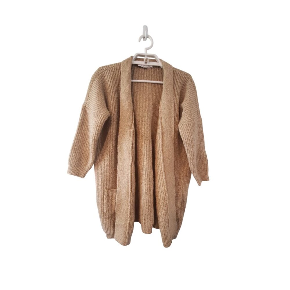 Callahan sweater womens size XS cardigan chunky knit tan ribbed